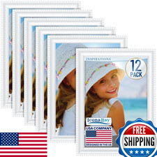 Icona Bay 5x7 Picture Frames White, 12 Pack , Beautifully Detailed Molding, Con