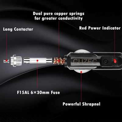15 amp cigarette lighter adapter Heavy-Duty 15A Male Plug Cigarette Lighter Adapter Power Supply Cord with  13.1Ft