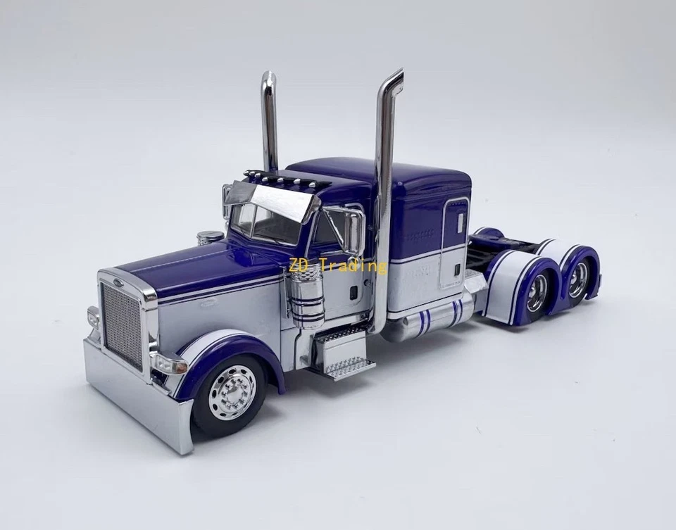 ZD 1:64 596 Blue White Peterbilt W983 379 Truck Tractor Model Diecast Metal Car - Image 2 of 4
