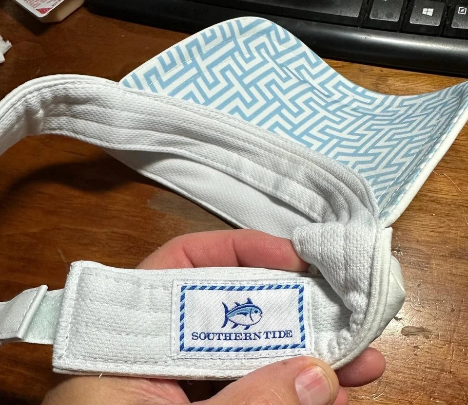 Viseira Southern Tide ajustável América branco azul bordado logotipo "ST" #K - Imagem 3 de 4