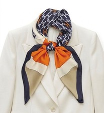   Luxurious Elegant Bandana Square Scarf Silky Soft Satin Soft ORANGE Geometric  