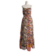 VELVET Graham & Spencer Maxi Dress Medium ~ Flowy Block Print Floral Strappy