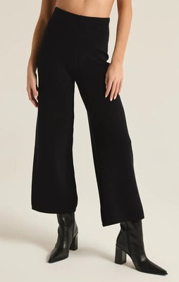 Z Supply Elowen Sweater Knit Cropped Pant Women's M Black High Rise Pull On