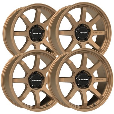(Set of 4) Vision 351 Flow 16x8 5x5'' +0mm Bronze Wheels Rims 16'' Inch