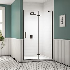 Merlyn Black Frameless Inline Hinged Shower Door 1200mm Wide - 8mm Glass