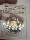 1962 50C Franklin Silver Proof Half Dollar ☆ Accugrade Monster Rainbow Tone