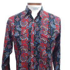 VTG Wrangler Western Cowboy Cut Paisley Men's Shirt X- Long Tails 16 - 33 Medium