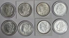 Lot of 8 - Morgan Silver Dollars (1881-1897) AU/UNC 90% Silver, Beautiful Coins!