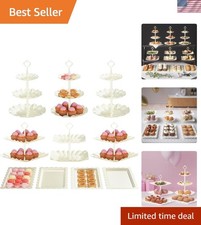 0 Pack Cake Stand Set with 3 x Two-Tier and 3 x Three-Tier Cupcake Stands, Pl...
