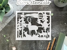 Majestic Deer Silhouette Wildlife Decor Stencil for Nature - Inspired Art - Ste…
