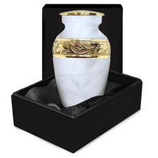Small Urns for Human Ashes Keepsake   Handcrafted White Memorial Urn with Bra...