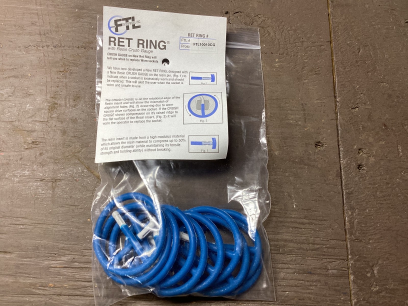 (10-Pk) FTL Ret-Ring Socket Retaining Ring w/Crush Gauge 1” Dr 2” Socket 10010CG
