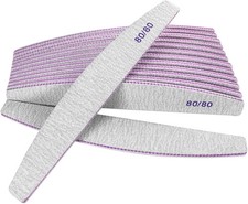 80/80 Grit Nail Files 10 Pack , Emery 10 Pcs Curved Gray, Gray