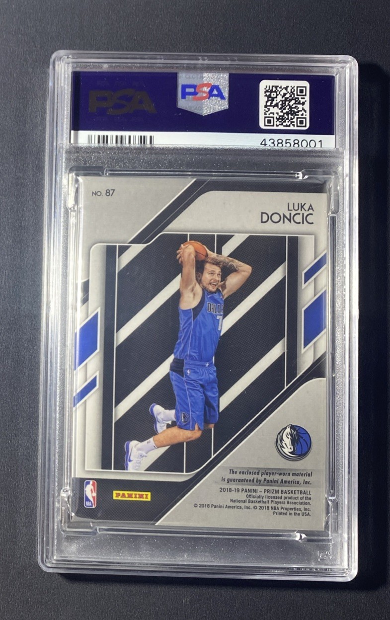 2018-19 Panini Prizm - Sensational Swatches Patch RC Luka Doncic #87 PSA 10 view 2