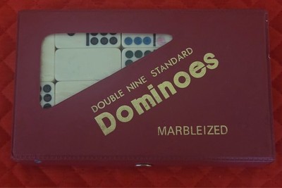 Vintage Dominoes Classic Double-  Nine Set 2-4 Players in red Vinyl Case