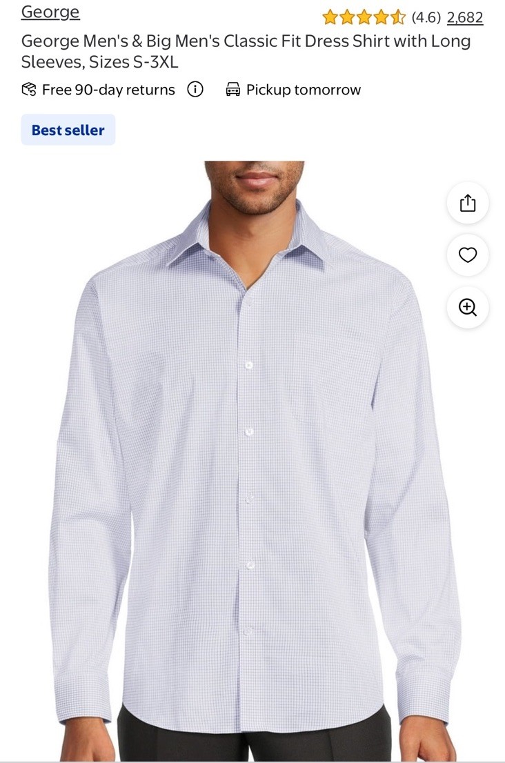 George Classic Fit Collared Dress Shirt Men’s Size 3XL
