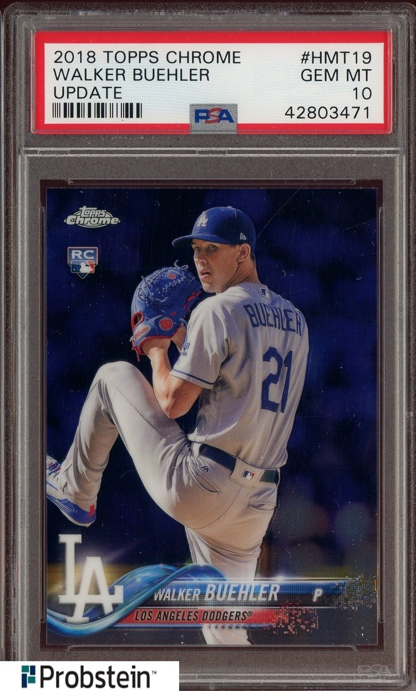 #11 2018 Topps Chrome Update #HMT19 Walker Buehler Dodgers RC Rookie PSA 10