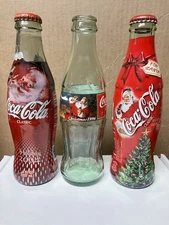 Lot Of 3 Coca Cola Christmas Bottles 2002(unopened), 2004(unopened), And A 1996