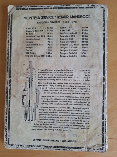 Clymer Montesa Service Repair Handbook 123-360cc Singles 1965-1972 - Picture 2 of 3