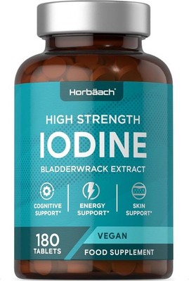 Jod Tabletten aus Kelp 150µg Hochdosiert 180 Vegane Stück Iodine Tablets 150 mcg