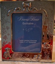 Princess House VTG Silver Plated 3"x 4" Animal Baby Nursery Picture Frame