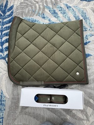 PS Of Sweden Green Corduroy Set Dressage Pad Used & Polos New - Full Size