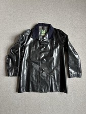 Vintage Yarmouth Oilskins PVC Black Rubberised Raincoat Overcoat Made In England