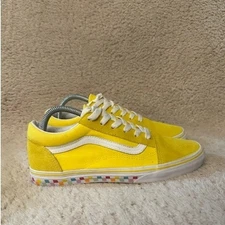 Vans Old Skool Suede Checkerboard Low Top Yellow Sneakers Shoes Juniors Size 7