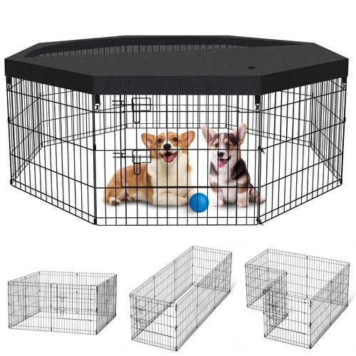Pet Playpen Puppy Playpen Kennels Dog Fence Exercise Pen Gate Fence Foldable ...