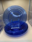 4x Vintage Hazel-Atlas (4) 9”Glass Plates Modertone Cobalt Blue, Dinner, USA