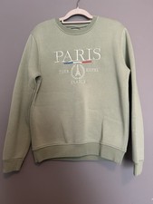 Paris Embroidered Sweatshirt Large Green Tour France Eiffel Tower See All Photos