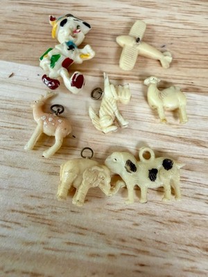 Cracker Jack/ Charms 7 Antique 1940 s-1950 s 1 Pinocchio All 1 Lot