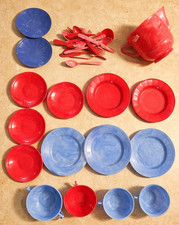 Lot of Vintage Childrens Play Set Tea Kitchen Silverwear Cups Dinner Lunch