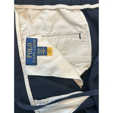 Polo Ralph Lauren Mens Navy Andrew Pleated Dress Pants 36x32 Drawstring Elastic