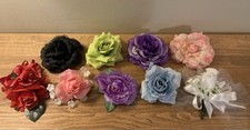 Lot 9 Vtg Millinery Hat Flowers Corsages Floral Crafts Wreaths Hair Decor 4-6"