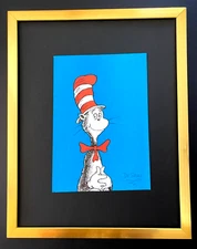 DR. SEUSS + SIGNED " CAT IN THE HAT " PRINT FRAMED BUY IT NOW!