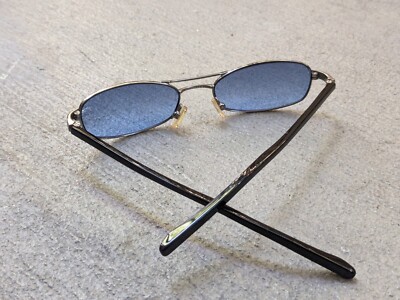 Gucci Sunglasses GG1681/S Blue Silver Oval Tiny Slim Small 51-17