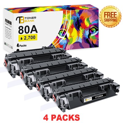 1-4PK 80A Toner Black For HP CF280A 80A LaserJet Pro 400 MFP M401dw M425dw LOT