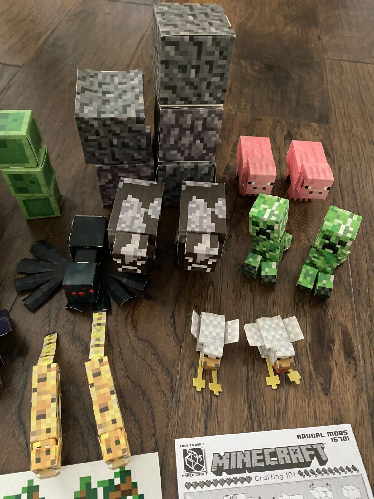 Used LARGE LOT Minecraft Papercraft Animal Mobs Mixed Lot