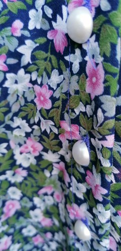 Elegant Ditsy Floral Pink Green White Black Skirt Suit Tunic Top Blouse 22 24?? - Picture 7 of 12