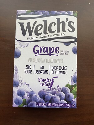2 Pack Welch's Grape Drink Mix Low Calorie Sugar Free New Singles to go