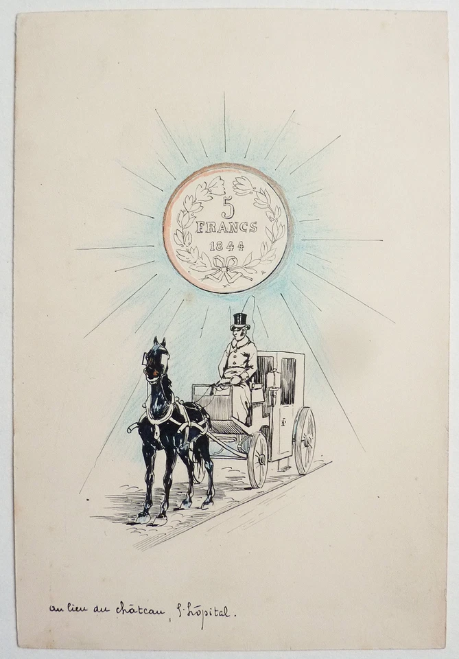 Dessin de Louis MORIN (1855-1938) illustration cheval 5 francs 1844 - Photo 2/2