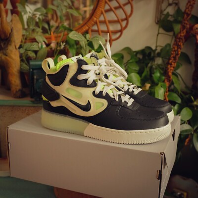 Nike Air Force 1 Mid React Sail Black Neon Green DQ1872-100 Men's Size 8.5 NIB N