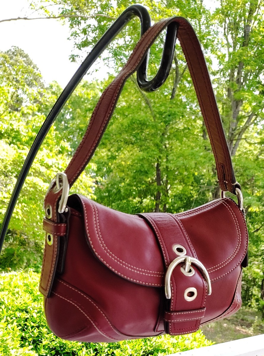 バッグ Coach Soho Red Leather Shoulder Bag Coach F10909 SMALL Vintage Y2K Cherry Red Soho Leather Shoulder