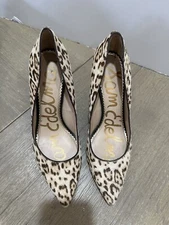 Sam Edelman Margie Leopard Print Women's Heel Sz 9.5 Shoe Calf Hair