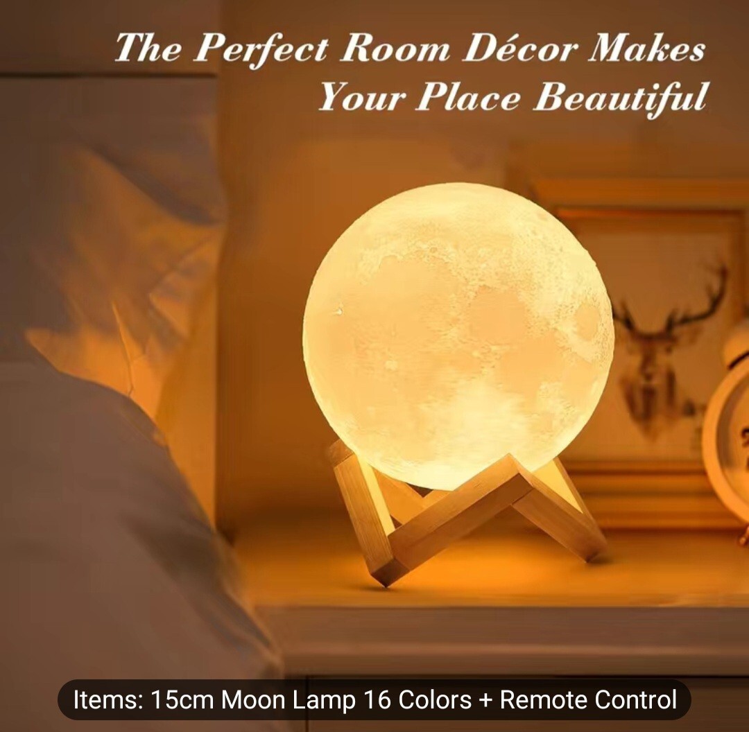 15CM 16 Colors LED 3D Star Galaxy Moon Night Light Bedroom RGB Lamp