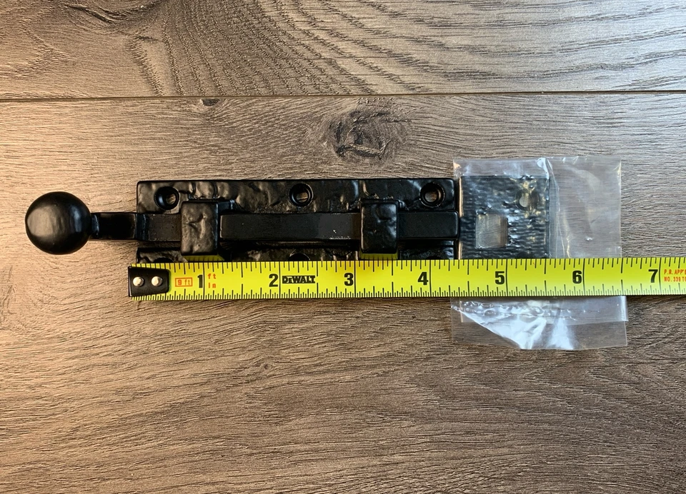 2 x Pestillos de puerta de hierro forjado con recubrimiento en polvo negro con pernos Foto 4 de 4