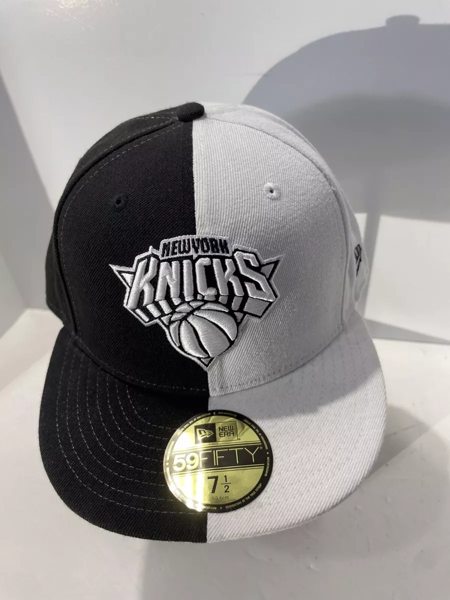 New York Knicks New Era Hat 59Fifty Fitted Cap Size 7 1/2 NBA Black White  Split