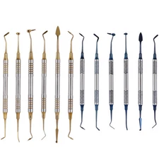 Dental Composite Filling Instrument Gold/Blue Titanium Coated Restorative Kit