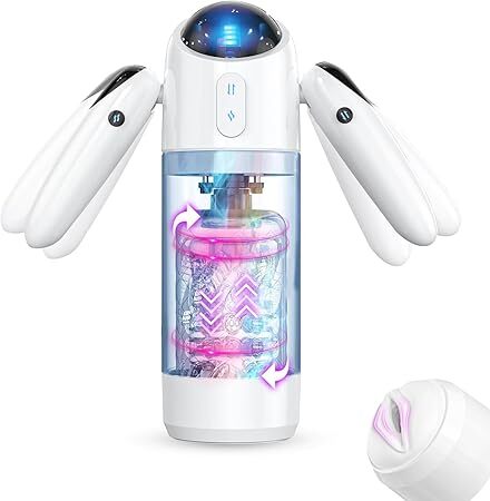 Elektrischer Masturbator Cup,Taschenmuschi Vibrationen mit 2 Griffe & 7 Teleskop